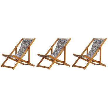 Imagem de Kit 3 Cadeiras Espreguiçadeira Preguiçosa Dobrável Sem Braço Mel - MHM
