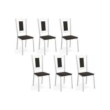 Imagem de Kit 6 Cadeiras Sala Jantar Florença C005 6 Un Cromada/Preto 110 - Kappesberg