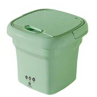 Imagem de Mini Máquina De Lava Roupas Dobrável Balde Portátil Secagem Rápida Centrífuga Com Esterilizada U.V(Verde 4.5 Litros)