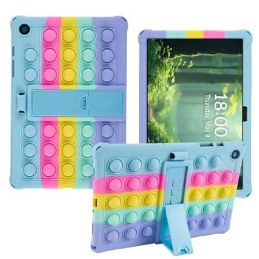 Imagem de Capas infantis para Galaxy Tab A9+ Plus 27.9 cm 2023 (SM-X210/X216/X218), UFAINEI Capa Popit fofa para tablet Samsung A9+ meninas meninos com suporte, alça de ombro e porta-lápis, azul arco-íris