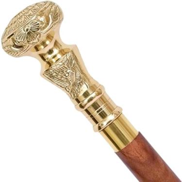 Imagem de Bastão de madeira dobrável com alça de latão vintage com telescópio vitoriano, bengala decorativa para homens, mulheres