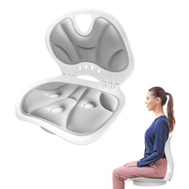 Imagem de Mesenymm Cadeira de apoio lombar dobrável, suporte ergonômico para as costas para cadeira de escritório, almofada com almofada lombar, corretor de postura de base giratória de 360° para cadeiras de