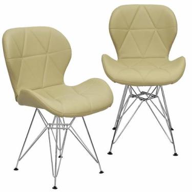Imagem de Kit 2 Cadeiras Charles Eames Slim Eiffel Base Metal Cromado - Lianto D