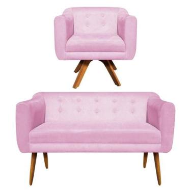 Imagem de Kit Namoradeira E 01 Poltrona Giratória Julia Rosa Bebê - D' ROSSI