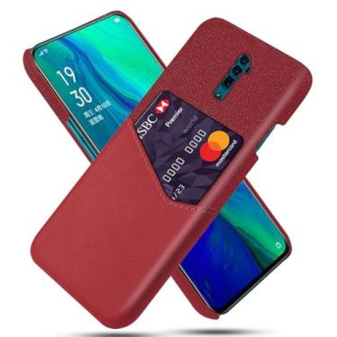 Imagem de Capa para OPPO Reno 10X Zoom,Anti-deslizamento,Proteção contra quedas de 360°,Resistência à impressão digital,Tela e caso de couro PU com 1 slot de cartão atrás-Red