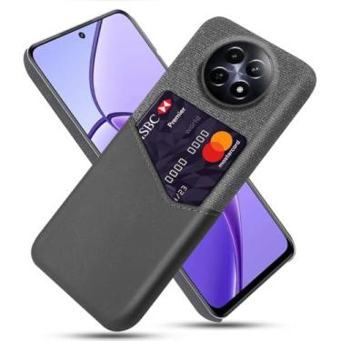 Imagem de Capa para Realme 12 5G,Anti-deslizamento,Proteção contra quedas de 360°,Resistência à impressão digital,Tela e caso de couro PU com 1 slot de cartão atrás-Gray