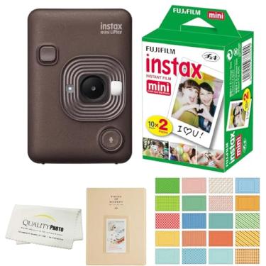 Imagem de Fujifilm Câmera instantânea híbrida Instax Mini LiPlay com 20 filmes instantâneos e álbum de fotos. Mais adesivos. Pano de microfibra fotográfico de qualidade bônus (bronze profundo)