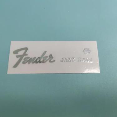 Imagem de Adequado para o logotipo da cabeça de guitarra Fender J - Etiqueta de metal DIY Adesivos com logotipo de guitarra elétrica - Filme rasgável (baixo prata)