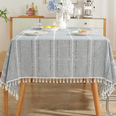 Imagem de KAIJIE Fitable Toalhas de mesa para mesas retangulares, 1 pacote - 100 x 160 cm, toalha de mesa de jacquard com listras longas de cor sólida, almofada de mesa de café, algodão, A-cinza