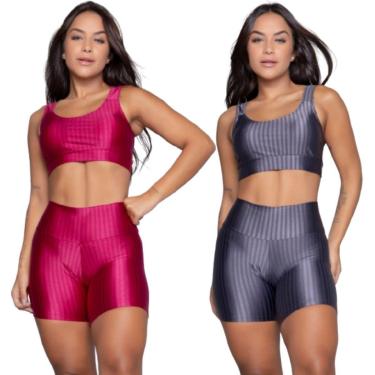 Imagem de KIT 2 Top e Short New Zig 3D Vekyo Conjunto Para Academia Treino Moda Fitness Feminina-Feminino