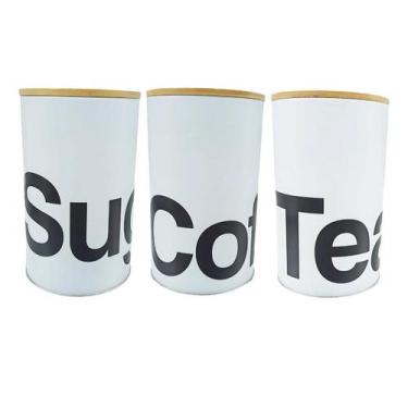 Imagem de Kit 3 Potes Herméticos Com Tampa de Bambu Porta Mantimentos - AMIGOLD,