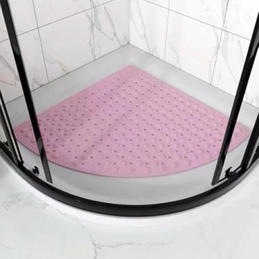 Imagem de Tapete De Banheiro, Tapete De Canto, Chuveiro, Chuveiro De Piso Antiderrapante, Tapete De Pés, Ventosas E Orifícios De Drenagem, Tapetes De Chuveiro De Canto Laváveis Na, Pink, 65cm*65cm