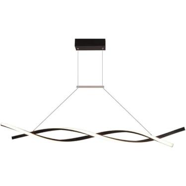 Imagem de Led 2 Luzes Pendente Luz Linear Torcida Lustre Moderno Criativo Pendurado Lâmpada Iluminação Decorativa Para Sala De Estar Quarto Restaurante, Black Steplessdimming, 80cm
