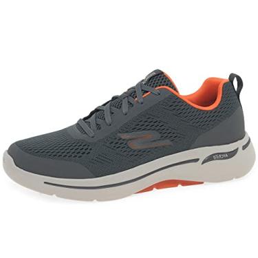 Imagem de Skechers Tênis de caminhada esportivo masculino Gowalk Arch Fit, Carvão/Laranja, 41