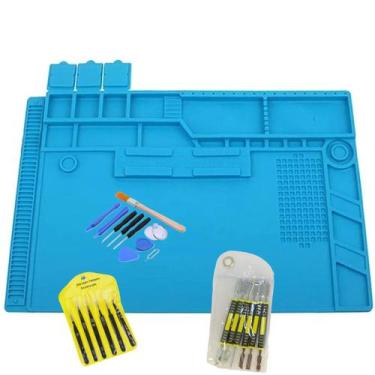 Imagem de Kit Tapete Silicone Antiestática 48x32cm Kit pinças espátula - Pengi