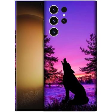 Imagem de SM CASES Capa para Samsung Galaxy S24 Ultra 5G - Lobo ao pôr do sol design impresso 3D capa traseira de plástico rígido compatível com Samsung Galaxy S24 Ultra