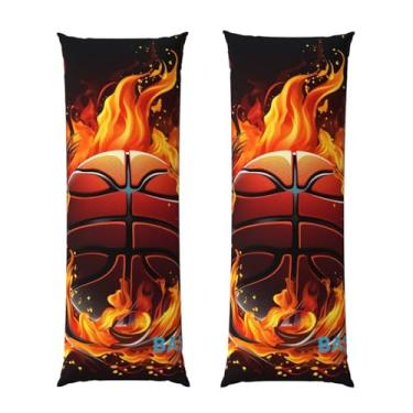 Imagem de Capa de travesseiro corporal com zíper oculto, fronha longa de microfibra macia e respirável para travesseiro corporal, logotipo de basquete com chamas, capas de travesseiro para cama de presente de