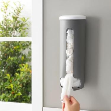 Imagem de Dispenser de Sacolas Plásticas para Parede, Suporte Organizador com Sistema Puxa-Saco (Cinza)