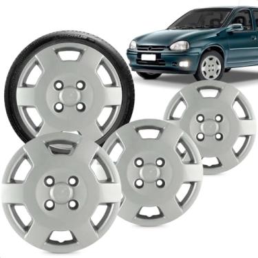 Imagem de Kit 4 Calotas Corsa Classic 02 A 03 Aro 13 Prata Cubo Baixo Grid