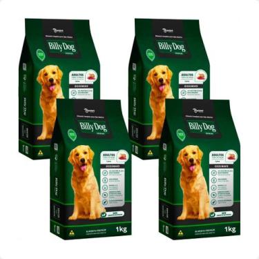 Imagem de 4 Ração Billy Dog Cães Adultos Ossinho Carne - 1Kg