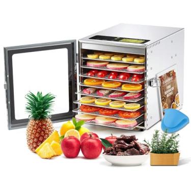 Imagem de Cercker Máquina de desidratação de alimentos 8 bandejas de aço inoxidável, desidratador de carne seca de 500 W para carne, secador de cogumelos 190ºF, temporizador 24H, secador de frutas para ervas