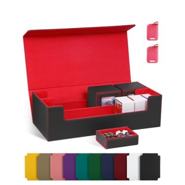 Imagem de banloga Caixa de armazenamento de cartões para cartões colecionáveis 2200+ Unsleevedcards MTG, caixa de baralho de cartas Commander serve para MTG, YugiOh, TCG, PTG e cartões esportivos (preto e