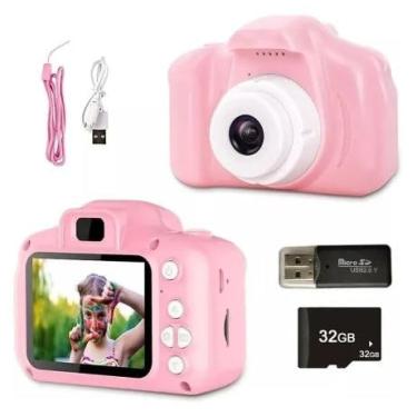 Imagem de Câmera Fotográfica Digital Hd Infantil Foto Vídeo Jogo 32gb (Rosa)
