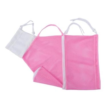 Imagem de Whtkoph Saco de Banho para Gatos, Bolsa de Contenção Multifuncional E Resistente a Arranhões, Ajustável, Tecido de Malha Respirável para Uma Lavagem E Banho S, Rosa Branco