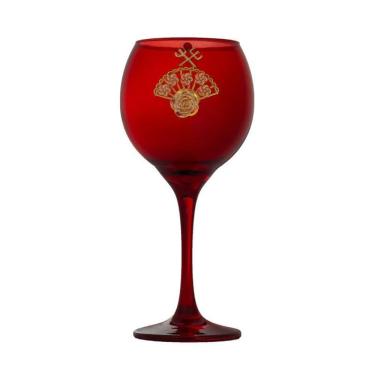 Imagem de Taça Vermelha Pomba Gira Leque Rosa 400 Ml 20Cm Celebra