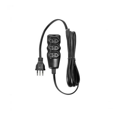 Imagem de Extensão Elétrica 3 Tomadas Pp Plano 3x0,75 3m Preta