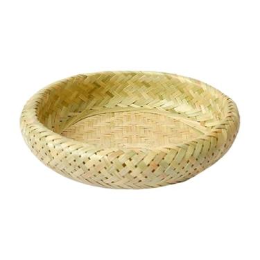 Imagem de SiaBiced Bandeja Circular de Bambu, Leve, para Decoração de Casa, Cesta de Vime, Sala de Estar, Mesa de Jantar, Médio