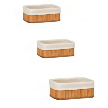 Imagem de Cesto Organizador，Conjunto de Cestos de Bambu Kit 3 Unidades Lavanderia Multiuso Organizador de Roupas(2 Cestos Pequenos 1 Médio)