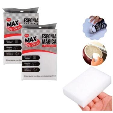 Imagem de Kit c/ 2 Esponja Mágica para Limpeza Melanina Tira Mancha Limpa Parede