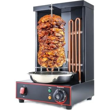 Imagem de Máquina Elétrica Shwarma Li Zhen Máquina Vertical Doner Kebab Kebab Turco e Máquina de Frango Grelhado com Panela de Captura de Carne, Preta (Patente de Design Registrada)