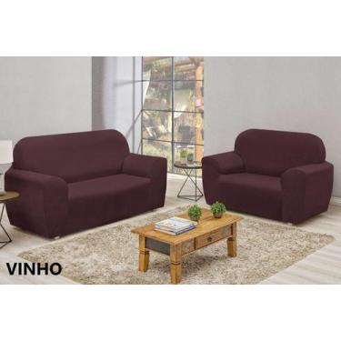 Imagem de Jogo de Capa de Sofa 2 e 3 Lugares Coladinha s/ elasticos Malha Gel - 