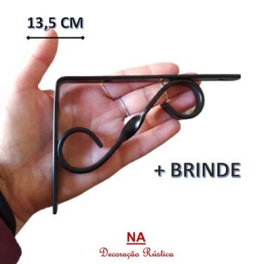 Imagem de 6 mão francesa cantoneira pequena colonial decorativa ferro 13,5 cm pr