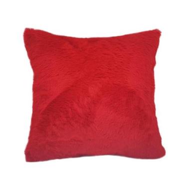 Imagem de Almofada De Pelo Pelúcia Pelo Curto Luxo Vermelho - Novadecora