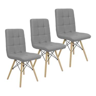 Imagem de Kit 3 Cadeiras Gomos Eiffel Eames Fitz Dublin Estofada Base - Lianto D