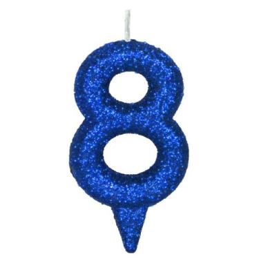 Imagem de Vela De Aniversário Número Magic Glitter Azul - PartiuFesta