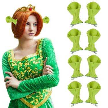 Imagem de Ncozwo 4 Pairs Cute Ogre Ears Hair Clips Green Monster Ears Hair Barrettes Alien Ear Hairpins Plush Animal Ear Headwear Elf Halloween Hair Accessories for Cosplay Rave Party Fun Hairstyle