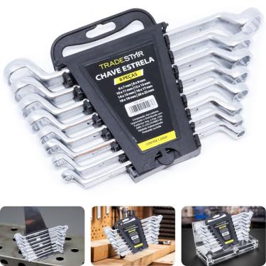 Imagem de Jogo Chave Estrela 6 - 22 Mm 8 Peças Aço Carbono Tradestar