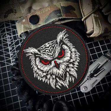 Imagem de Patch de moral de coruja - Patch tático para crachá de equipamento militar do exército, mochilas, bonés de beisebol de operador, porta-placas e coletes - Patch de moral