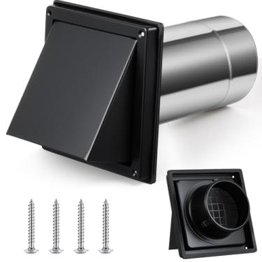 Imagem de Gisafai Tampa de ventilação da secadora de 10 cm para paredes externas, extrator externo, tampa de exaustão com tubo de extensão removível, capô de aço inoxidável, aba acolchoada sem retorno com tela
