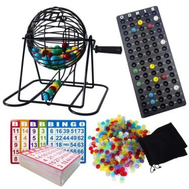 Imagem de Conjunto de jogos de bingo Yuanhe Deluxe com gaiola de metal, 75 bolas
