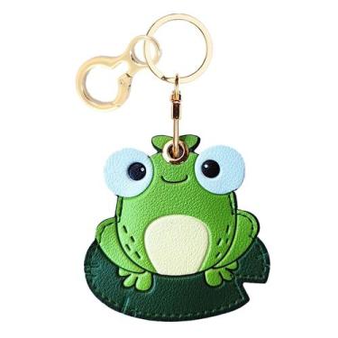 Imagem de Capa porta-chaves de couro para Apple AirTag BORKUANA Frog