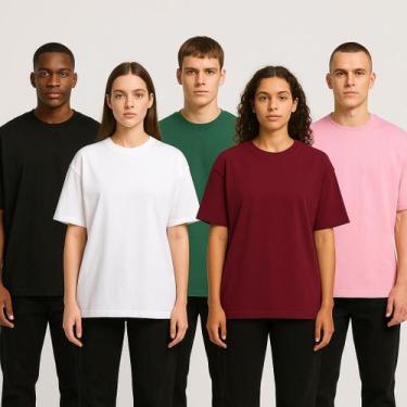 Imagem de Kit 5 Camisetas Oversized Diversas Cores Masculina Moda Street Tecido 