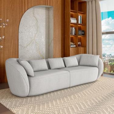 Imagem de Sofá Bipartido Sala de Estar Diamond 232cm com Almofadas Soltas Linho Cinza Claro G52 - Gran Belo