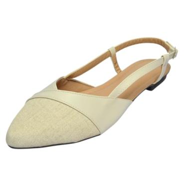 Imagem de Sapatilha Feminina Bico Fino Slingback Confortável Aberta Atrás sem Salto Elegante para Trabalho numeração 40–44 (Offwhite, BR, Adulto, Numérico, 42)