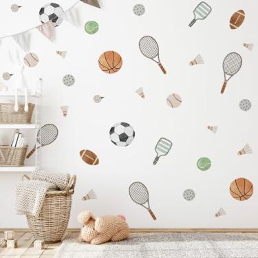 Imagem de Sports Balls Wall Decal,Football Sports Wall Stickers,Removable Athletic Balls Art Decor Sticker,Golf Ball,Rugby, Soccer, Football Decal for Boys Playroom, Bedroom, Classroom, Living Room