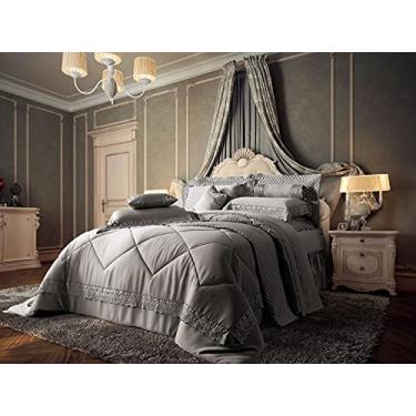 Imagem de COBRELEITO CHATEAU VERSAILLES - CINZA REAL - CETIM 400 FIOS - KING 3 PÇS 280X260